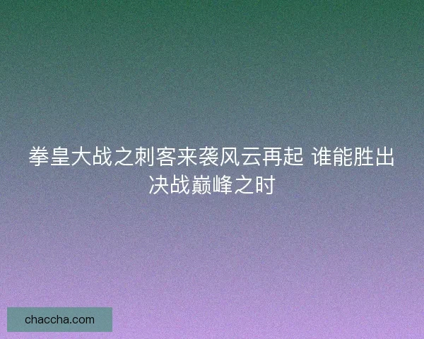拳皇大战之刺客来袭风云再起 谁能胜出决战巅峰之时